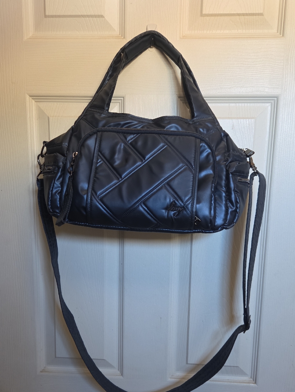 Lug Rumble Metallic Indigo Shoulder Bag with Removable Strap